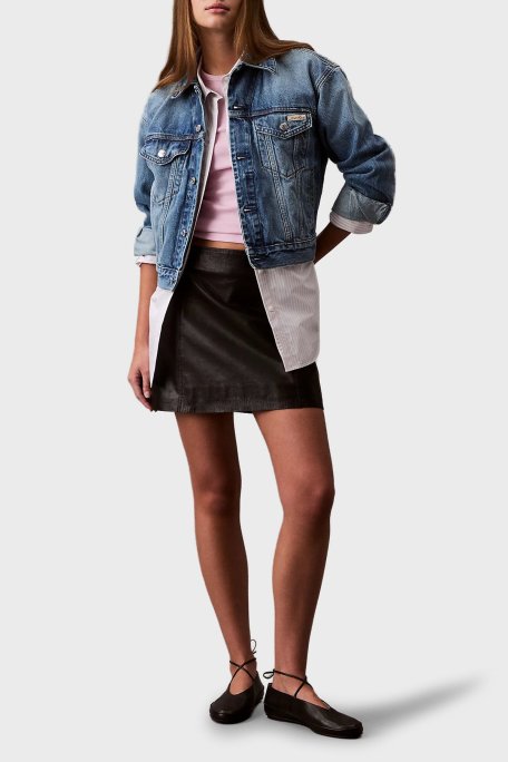 Calvin Klein Pamuklu Regular Fit Kısa LV047B075GUQY Bayan Kot Ceket LV047B075G UQY MAVİ - Calvin Klein (1)