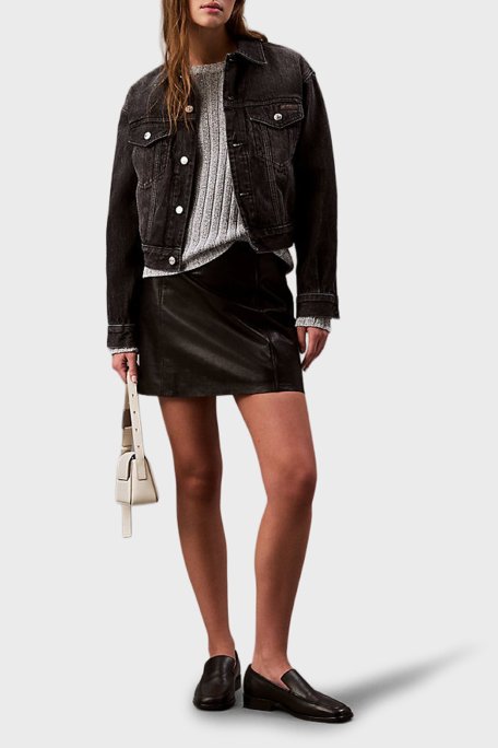 Calvin Klein Pamuklu Regular Fit Kısa LV047B741GRDD Bayan Kot Ceket LV047B741G RDD SİYAH - Calvin Klein (1)