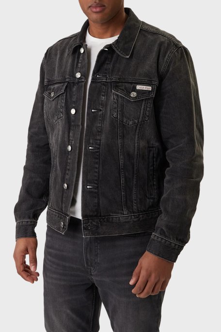 Calvin Klein Pamuklu Regular Fit Klasik Yaka LV04RE765G2U4 Erkek Kot Ceket LV04RE765G 2U4 SİYAH - Calvin Klein