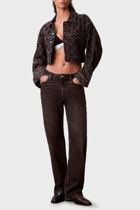 Calvin Klein Pamuklu Regular Fit Logo Detaylı Denim LV047E621GYCL Bayan Kot Ceket LV047E621G YCL SİYAH - Calvin Klein (1)