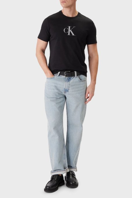 Calvin Klein Pamuklu Regular Fit Logolu Biaiklet Yaka LV04RF853GUB1 Erkek T Shirt LV04RF853G UB1 SİYAH - Calvin Klein (1)