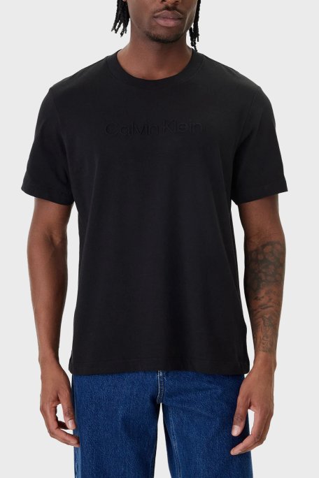 Calvin Klein Pamuklu Regular Fit Logolu Bisiklet Yaka Erkek T Shirt LV04LF811G UB1 SİYAH - Calvin Klein