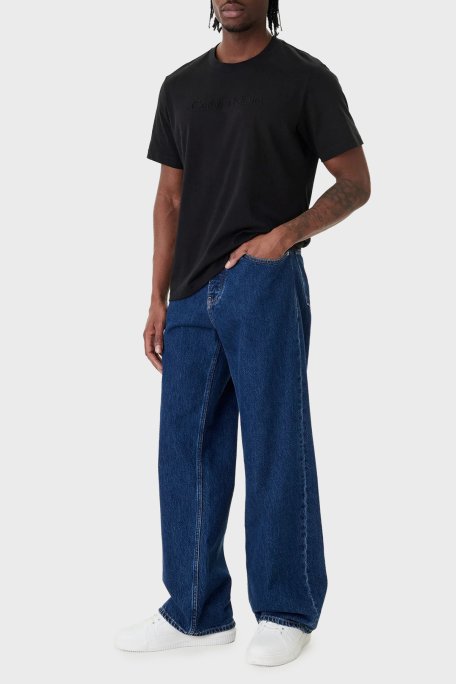 Calvin Klein Pamuklu Regular Fit Logolu Bisiklet Yaka Erkek T Shirt LV04LF811G UB1 SİYAH - Calvin Klein (1)