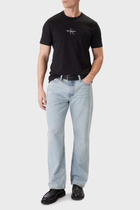 Calvin Klein Pamuklu Regular Fit Logolu Bisiklet Yaka LV04RB866GUB1 Erkek T Shirt LV04RB866G UB1 SİYAH - Calvin Klein (1)