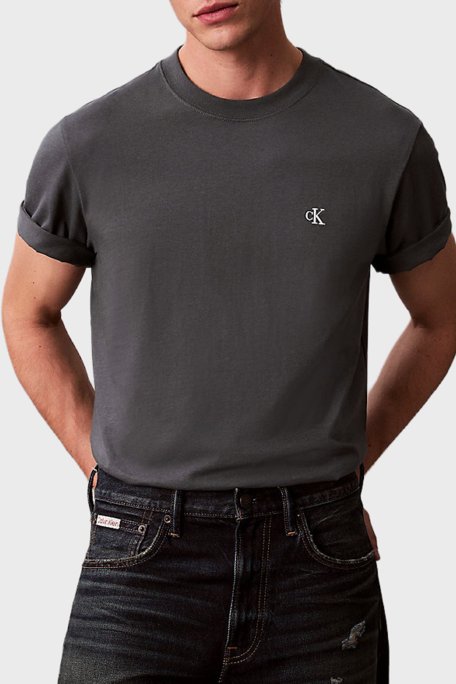 Calvin Klein Pamuklu Regular Fit Logolu Bisiklet Yaka LV04RC275GWD7 Erkek T Shirt LV04RC275G WD7 ANTRASİT - Calvin Klein