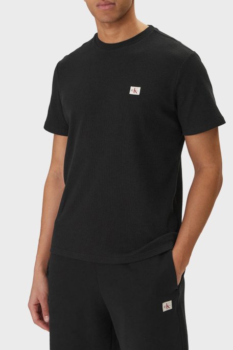 Calvin Klein Pamuklu Regular Fit Logolu Bisiklet Yaka LV04RD008GUB1 Erkek T Shirt LV04RD008G UB1 SİYAH - Calvin Klein