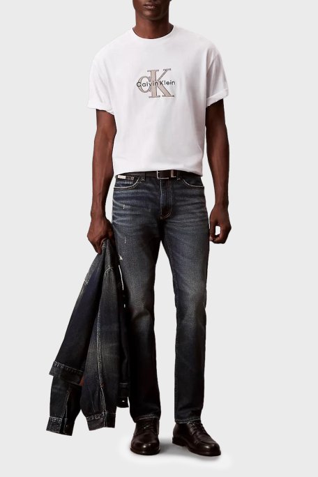 Calvin Klein Pamuklu Regular Fit Logolu Bisiklet Yaka LV04RE815GYAF Erkek T Shirt LV04RE815G YAF BEYAZ - Calvin Klein (1)