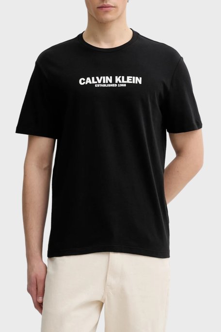 Calvin Klein Pamuklu Regular Fit Logolu Bisiklet Yaka LV04RE820GUB1 Erkek T Shirt LV04RE820G UB1 SİYAH - Calvin Klein