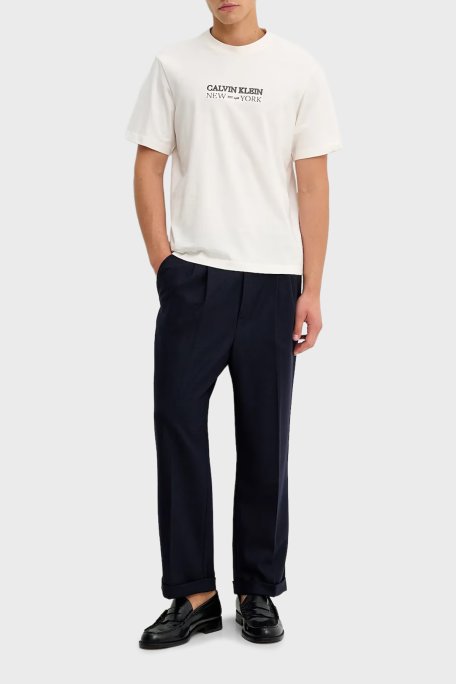 Calvin Klein Pamuklu Regular Fit Logolu Bisiklet Yaka LV04RE833GYBH Erkek T Shirt LV04RE833G YBH KREM - Calvin Klein (1)