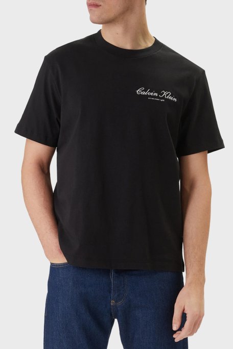 Calvin Klein Pamuklu Regular Fit Logolu Bisiklet Yaka LV04RF822GUB1 Erkek T Shirt LV04RF822G UB1 SİYAH - Calvin Klein