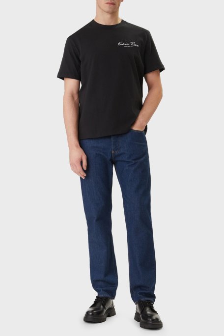 Calvin Klein Pamuklu Regular Fit Logolu Bisiklet Yaka LV04RF822GUB1 Erkek T Shirt LV04RF822G UB1 SİYAH - Calvin Klein (1)