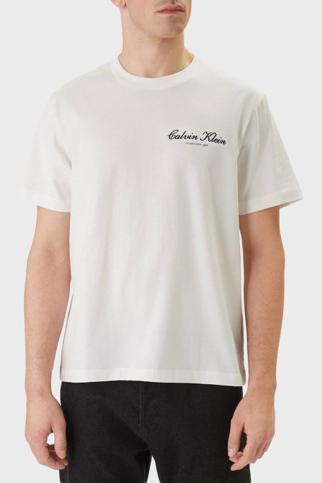 Calvin Klein Pamuklu Regular Fit Logolu Bisiklet Yaka LV04RF822GYAF Erkek T Shirt LV04RF822G YAF BEYAZ - Calvin Klein