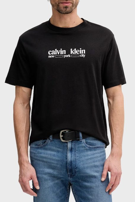 Calvin Klein Pamuklu Regular Fit Logolu Bisiklet Yaka LV14RE831GUB1 Erkek T Shirt LV14RE831G UB1 SİYAH - Calvin Klein