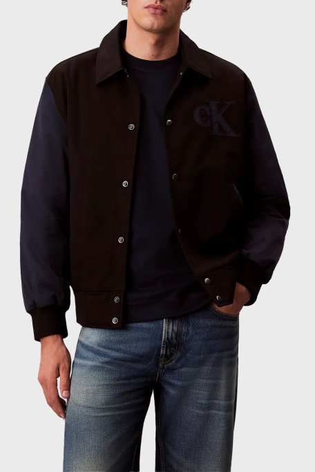 Calvin Klein Pamuklu Regular Fit Logolu Bomber LV04RD400GUB1 Erkek Ceket LV04RD400G UB1 SİYAH - Calvin Klein