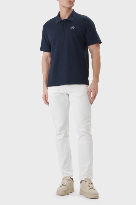 Calvin Klein Pamuklu Regular Fit Logolu Düğmeli LV04RF209GCEF Erkek Polo LV04RF209G CEF LACİVERT - Calvin Klein (1)