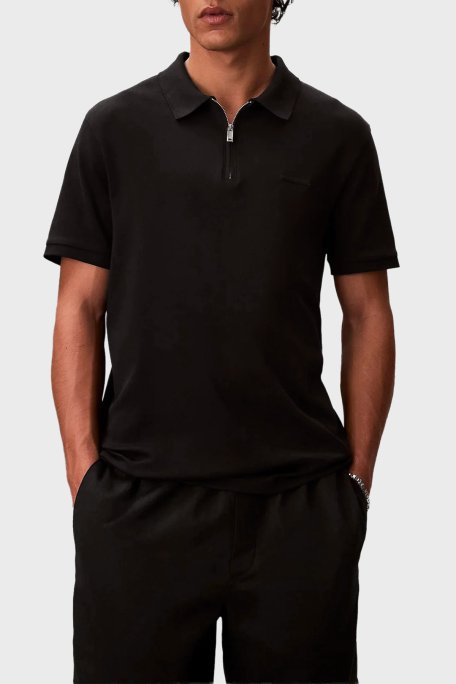 Calvin Klein Pamuklu Regular Fit Logolu Fermuarlı LV04LE255GUB1 Erkek Polo LV04LE255G UB1 SİYAH - Calvin Klein