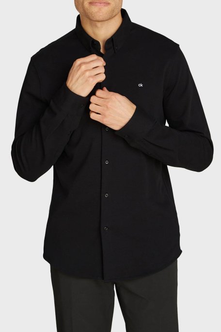 Calvin Klein Pamuklu Regular Fit Logolu K10K113311BEH Erkek Gömlek K10K113311 BEH SİYAH - Calvin Klein
