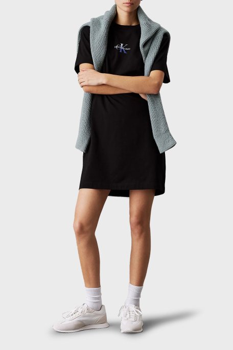 Calvin Klein Pamuklu Regular Fit Logolu Mini J20J225273BEH Bayan Elbise J20J225273 BEH SİYAH - Calvin Klein (1)