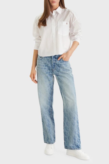 Calvin Klein Pamuklu Regular Fit Logolu Uzun Kollu LV047F148GYAA Bayan Gömlek LV047F148G YAA BEYAZ - Calvin Klein (1)