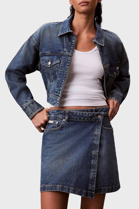 Calvin Klein Pamuklu Regular Fit Mini Boy Kot LV047D776G0MH Bayan Etek LV047D776G 0MH LACİVERT - Calvin Klein