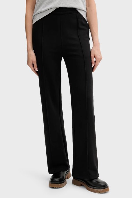 Calvin Klein Pamuklu Regular Fit Normal Bel Düz Paça Çimalı LV047B240GUB1 Bayan Pantolon LV047B240G UB1 SİYAH - Calvin Klein