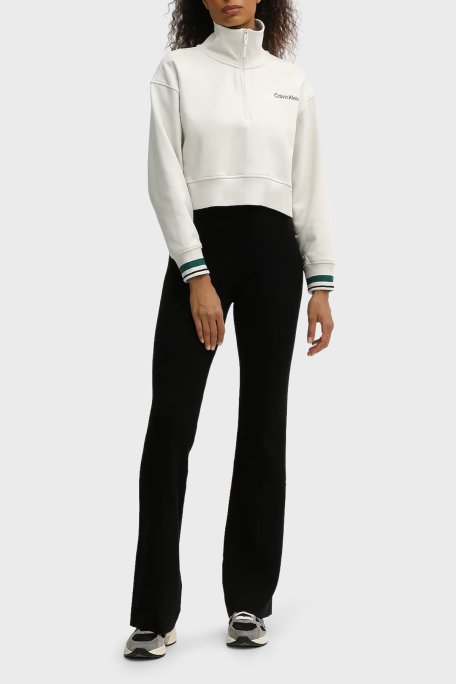 Calvin Klein Pamuklu Regular Fit Yarım Fermuarlı Dik Yaka LVGWF5W31067U Bayan Sweat LVGWF5W310 67U EKRU - Calvin Klein (1)