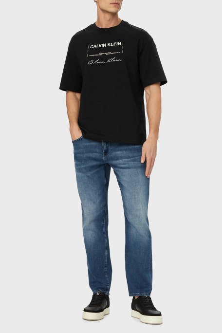 Calvin Klein Pamuklu Relaxed Fit Baskılı Bisiklet Yaka LV04RE827GUB1 Erkek T Shirt LV04RE827G UB1 SİYAH - Calvin Klein (1)