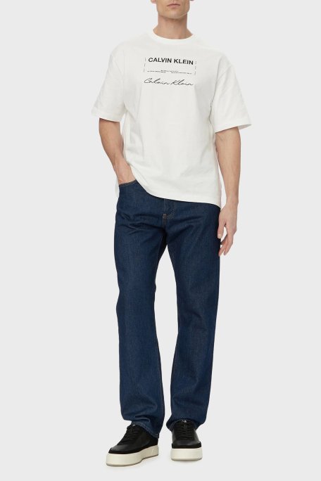 Calvin Klein Pamuklu Relaxed Fit Baskılı Bisiklet Yaka LV04RE827GYAF Erkek T Shirt LV04RE827G YAF BEYAZ - Calvin Klein (1)