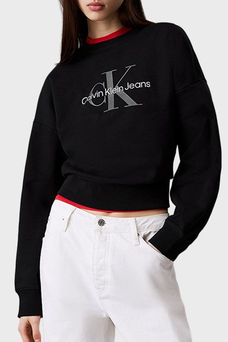 Calvin Klein Pamuklu Relaxed Fit Bisiklet Yaka Kısa LV047B234GUB1 Bayan Sweat LV047B234G UB1 SİYAH - Calvin Klein