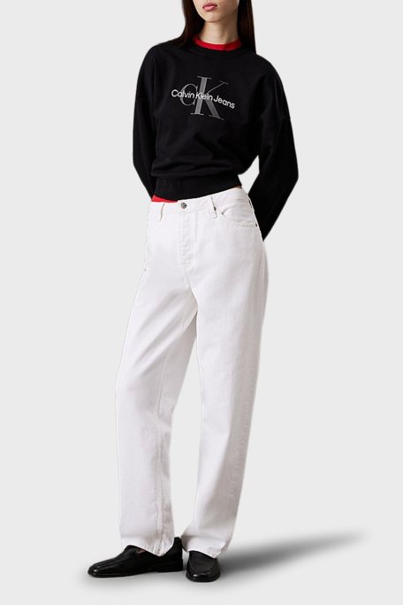 Calvin Klein Pamuklu Relaxed Fit Bisiklet Yaka Kısa LV047B234GUB1 Bayan Sweat LV047B234G UB1 SİYAH - Calvin Klein (1)