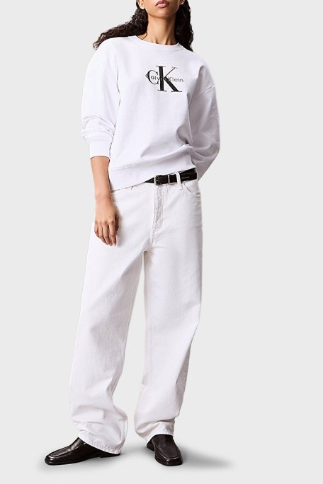 Calvin Klein Pamuklu Relaxed Fit Bisiklet Yaka Kısa LV047B234GYAA Bayan Sweat LV047B234G YAA BEYAZ - Calvin Klein (1)