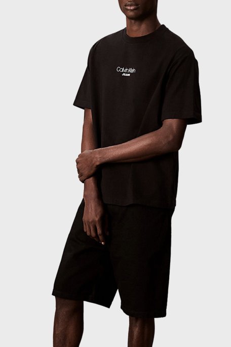 Calvin Klein Pamuklu Relaxed Fit Bisiklet Yaka Logolu LV04RC851GUB1 Erkek T Shirt LV04RC851G UB1 SİYAH - Calvin Klein