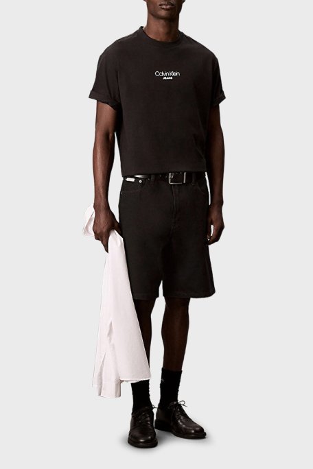 Calvin Klein Pamuklu Relaxed Fit Bisiklet Yaka Logolu LV04RC851GUB1 Erkek T Shirt LV04RC851G UB1 SİYAH - Calvin Klein (1)