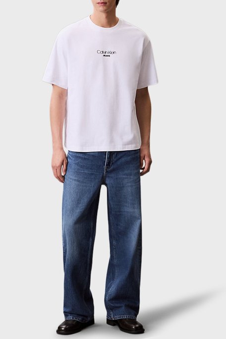 Calvin Klein Pamuklu Relaxed Fit Bisiklet Yaka Logolu LV04RC851GYAA Erkek T Shirt LV04RC851G YAA BEYAZ - Calvin Klein (1)