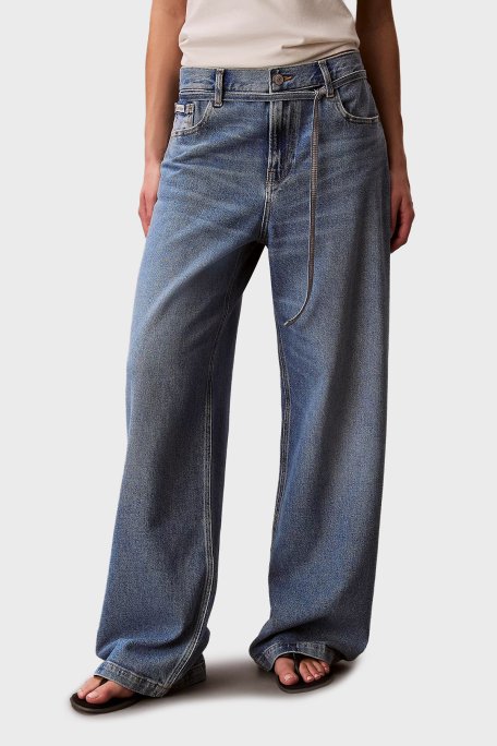 Calvin Klein Pamuklu Relaxed Fit Düşük Bel Bol Paça Jeans LV047E752G3NS Bayan Kot Pantolon LV047E752G 3NS MAVİ - Calvin Klein (1)