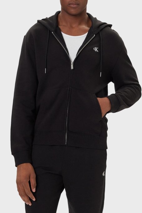 Calvin Klein Pamuklu Relaxed Fit Kapüşonlu Logolu Fermuarlı LV04RD240GUB1 Erkek Sweat LV04RD240G UB1 SİYAH - Calvin Klein