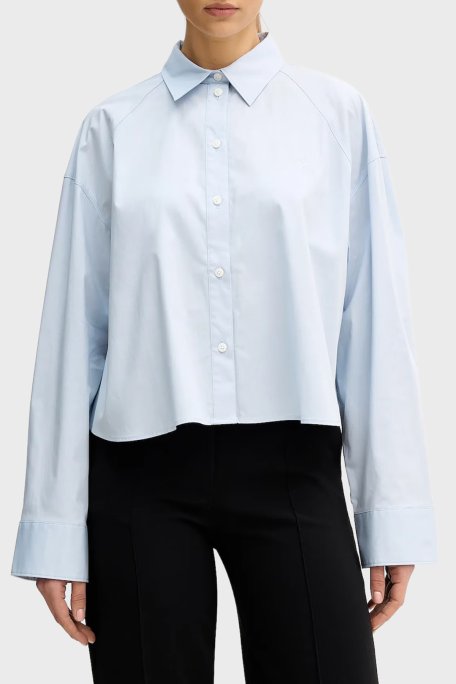 Calvin Klein Pamuklu Relaxed Fit Klasik Yaka Kısa LV047C141G24Q Bayan Gömlek LV047C141G 24Q AÇIK MAVİ - Calvin Klein