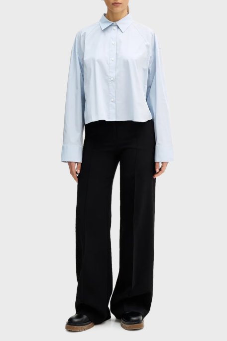 Calvin Klein Pamuklu Relaxed Fit Klasik Yaka Kısa LV047C141G24Q Bayan Gömlek LV047C141G 24Q AÇIK MAVİ - Calvin Klein (1)