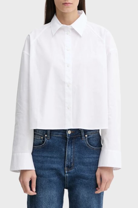 Calvin Klein Pamuklu Relaxed Fit Klasik Yaka Kısa LV047C141GYAA Bayan Gömlek LV047C141G YAA BEYAZ - Calvin Klein