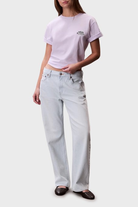 Calvin Klein Pamuklu Relaxed Fit Logolu Bisiklet Yaka LV047F801G3OQ Bayan T Shirt LV047F801G 3OQ LİLA - Calvin Klein (1)