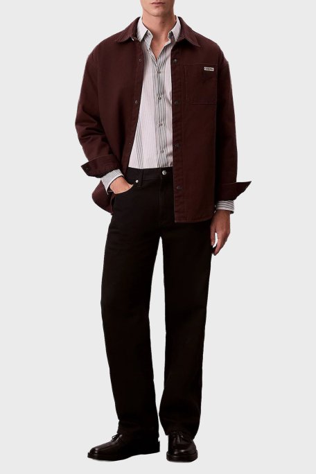 Calvin Klein Pamuklu Relaxed Fit Logolu Düğmeli LV04RD729GEO5 Erkek Ceket LV04RD729G EO5 BORDO - Calvin Klein (1)