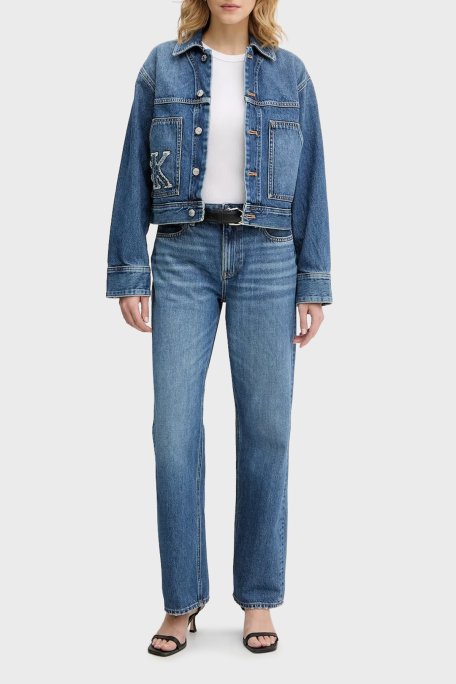 Calvin Klein Pamuklu Relaxed Fit Normal Bel Düz Paça Jeans LV047E704G3NL Bayan Kot Pantolon LV047E704G 3NL LACİVERT - Calvin Klein (1)