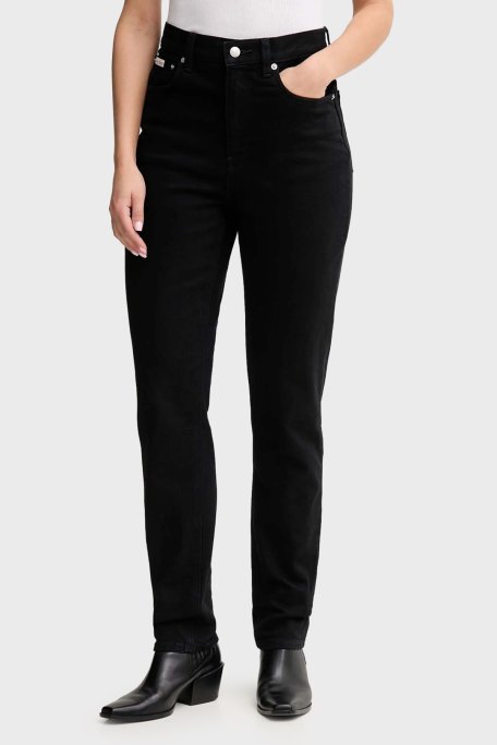 Calvin Klein Pamuklu Relaxed Fit Yüksek Bel Daralan Paça Jeans Bayan Kot Pantolon LV047D843G TWM SİYAH - Calvin Klein