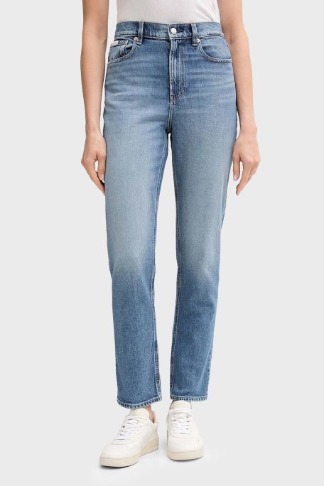 Calvin Klein Pamuklu Relaxed Fit Yüksek Bel Daralan Paça Jeans LV047D841G30N Bayan Kot Pantolon LV047D841G 30N MAVİ - Calvin Klein