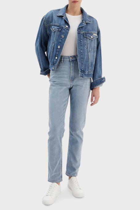 Calvin Klein Pamuklu Relaxed Fit Yüksek Bel Düz Paça Jeans LV047E618GVLJ Bayan Kot Pantolon LV047E618G VLJ MAVİ - Calvin Klein (1)