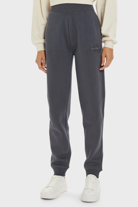 Calvin Klein Pamuklu Relaxed Fit Yüksek Bel Lastikli Paça Jogger J20J223590BAN Bayan Pantolon J20J223590 BAN ANTRASİT - Calvin Klein