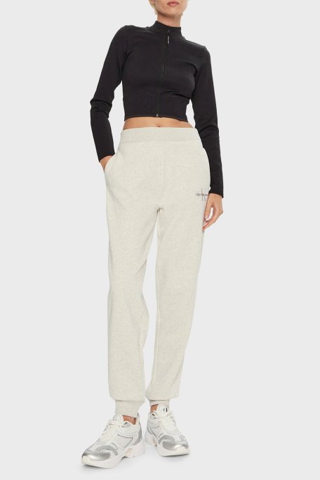 Calvin Klein Pamuklu Relaxed Fit Yüksek Bel Lastikli Paça Jogger J20J223590P6G Bayan Pantolon J20J223590 P6G AÇIK GRİ - Calvin Klein (1)