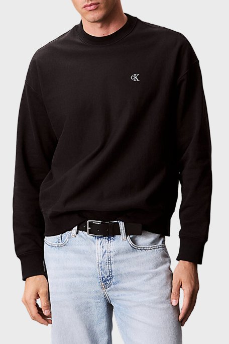 Calvin Klein Pamuklu Relaxed Fit Yuvarlak Yaka LV04RC277GUB1 Erkek Sweat LV04RC277G UB1 SİYAH - Calvin Klein