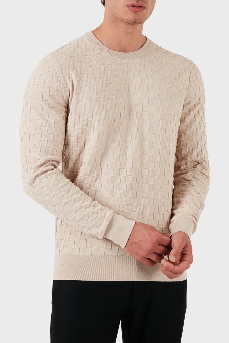 Calvin Klein Pamuklu Yünlü Slim Fit Bisiklet Yaka K10K113747ACE Erkek Kazak K10K113747 ACE EKRU - Calvin Klein (1)