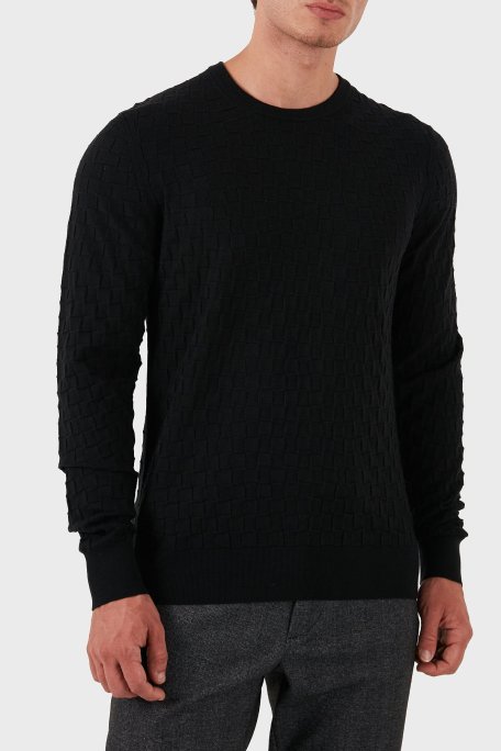 Calvin Klein Pamuklu Slim Fit Bisiklet Yaka K10K113747BEH Erkek Kazak K10K113747 BEH SİYAH - Calvin Klein